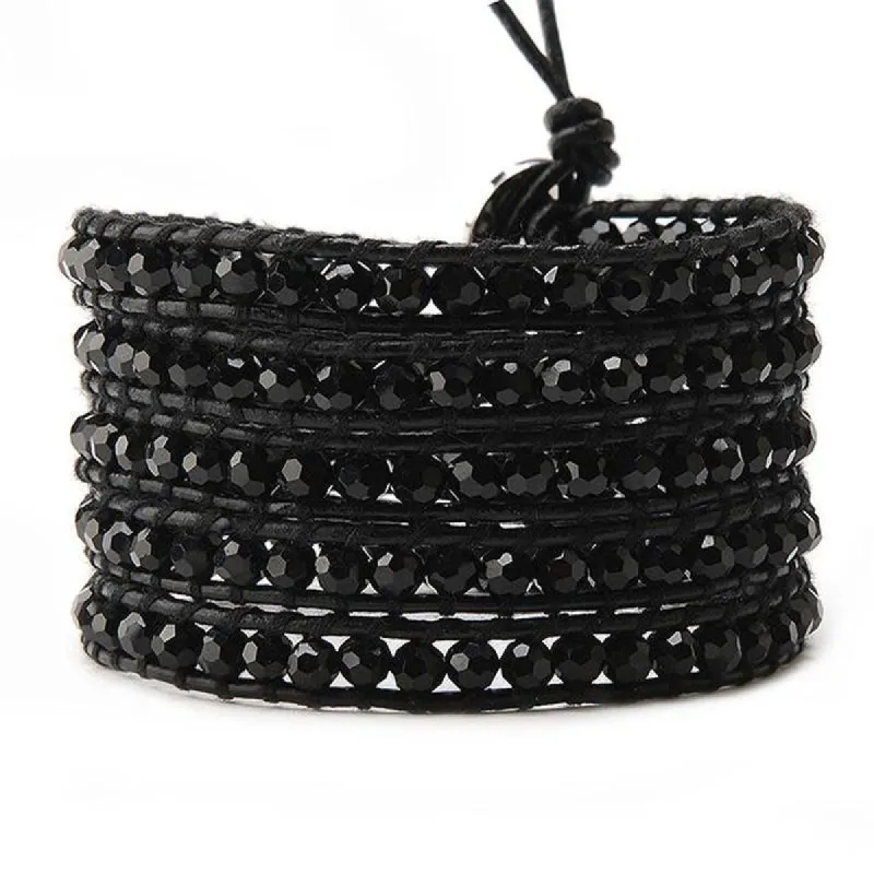 Black Onyx Crystal on Black Leather sold by Victoria Emerson