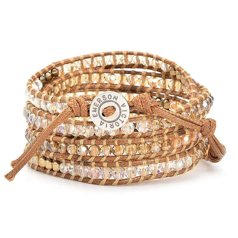 Crystals and Gold Beads on Tan Leather sold by Victoria Emerson product image thumbnail 2