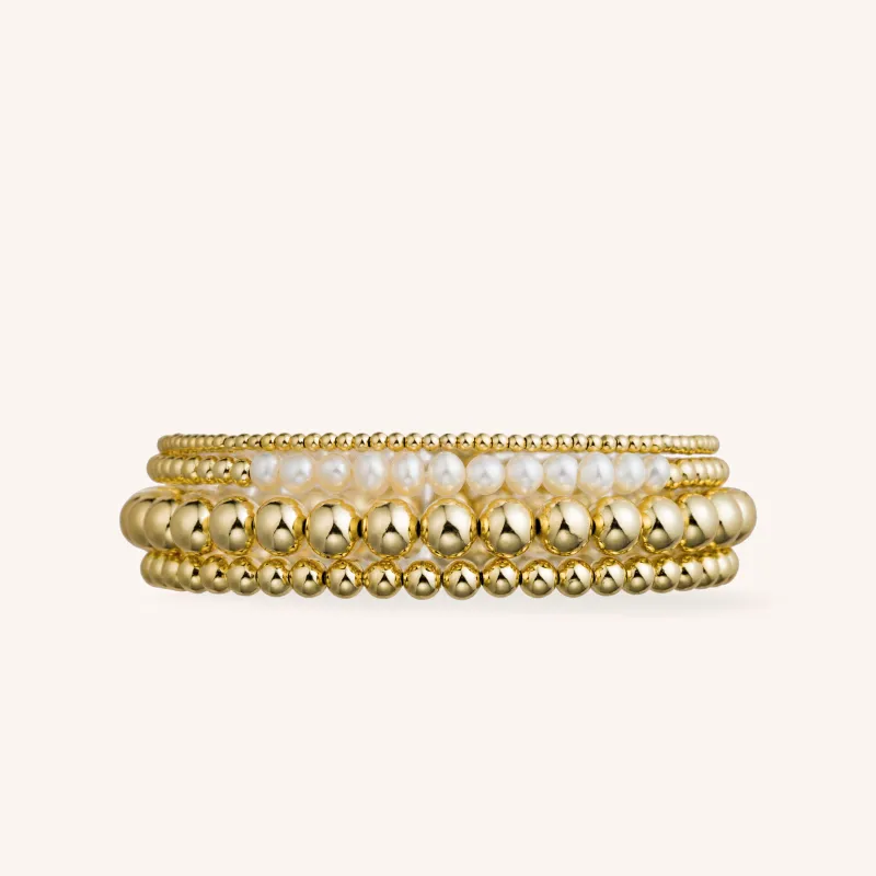 Classic Gold And Pearl Stacking Set sold by Victoria Emerson