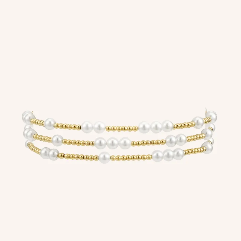 Marnie Mixed Gold Bead Stacking Set made by Victoria Emerson