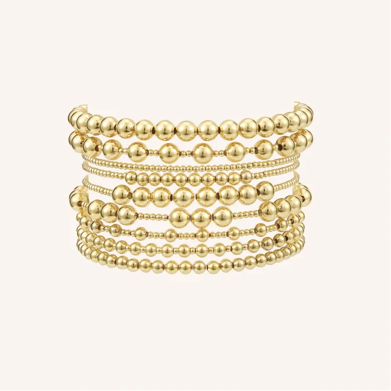 Anna Gold Mixed Beads Stacking Set sold by Victoria Emerson