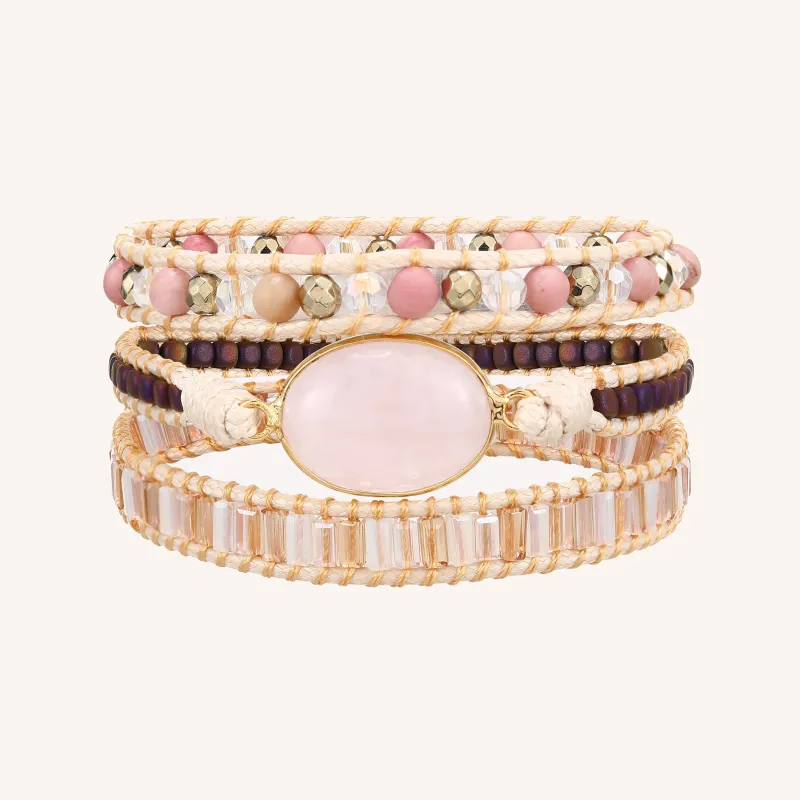 Rose Quartz Three Wrap Bracelet sold by Victoria Emerson