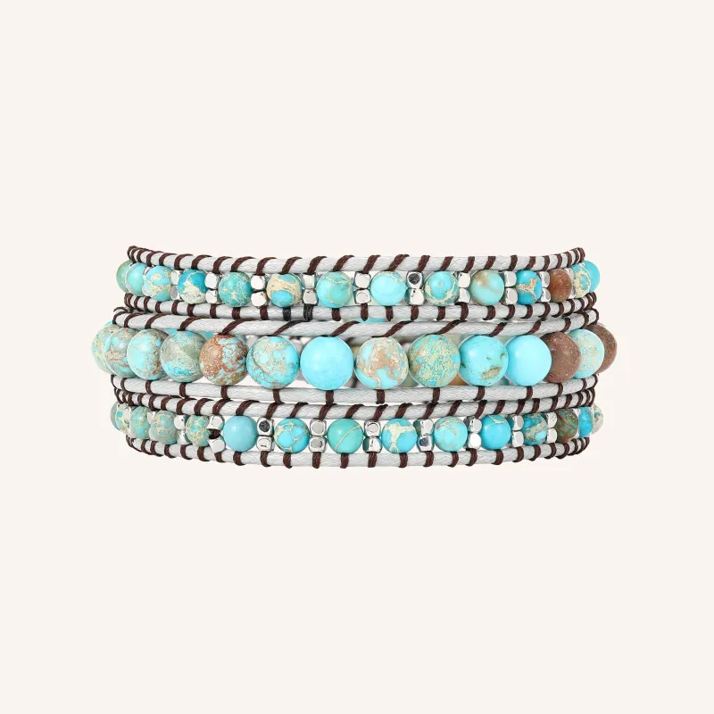 Blue Emperor Stone Three Wrap Bracelet sold by Victoria Emerson