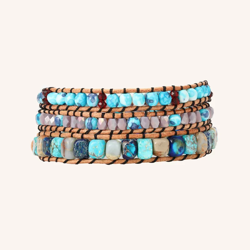 Turquoise and Howlite Three Wrap Bracelet sold by Victoria Emerson