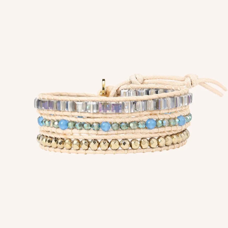 Square Cut Crystals with Gold Accent Three Wrap Bracelet sold by Victoria Emerson