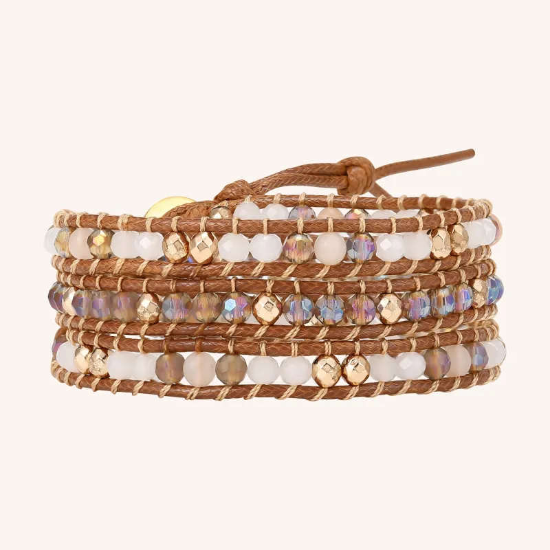 Quartz and Gold Bead Three Wrap Bracelet sold by Victoria Emerson