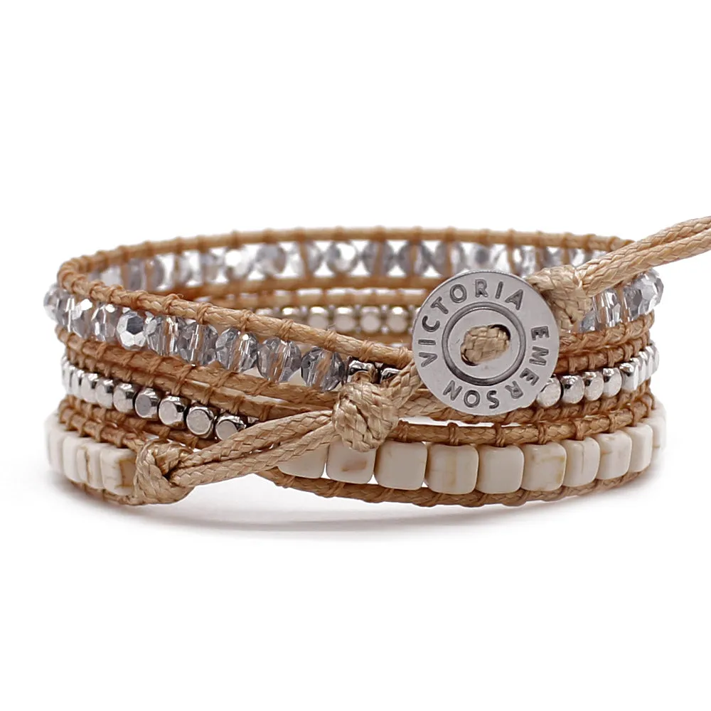 Emerald Cut Howlite Three Wrap Bracelet sold by Victoria Emerson product image thumbnail 2