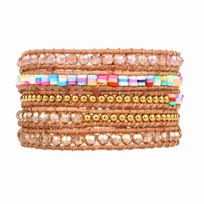 Natural Crystal with Rainbow Accent Five Wrap Bracelet sold by Victoria Emerson