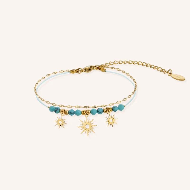 Three Suns Layered Turquoise Bracelet sold by Victoria Emerson