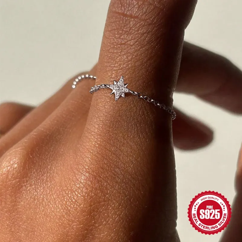 Octagonal Star Zircon Chain Ring sold by Victoria Emerson