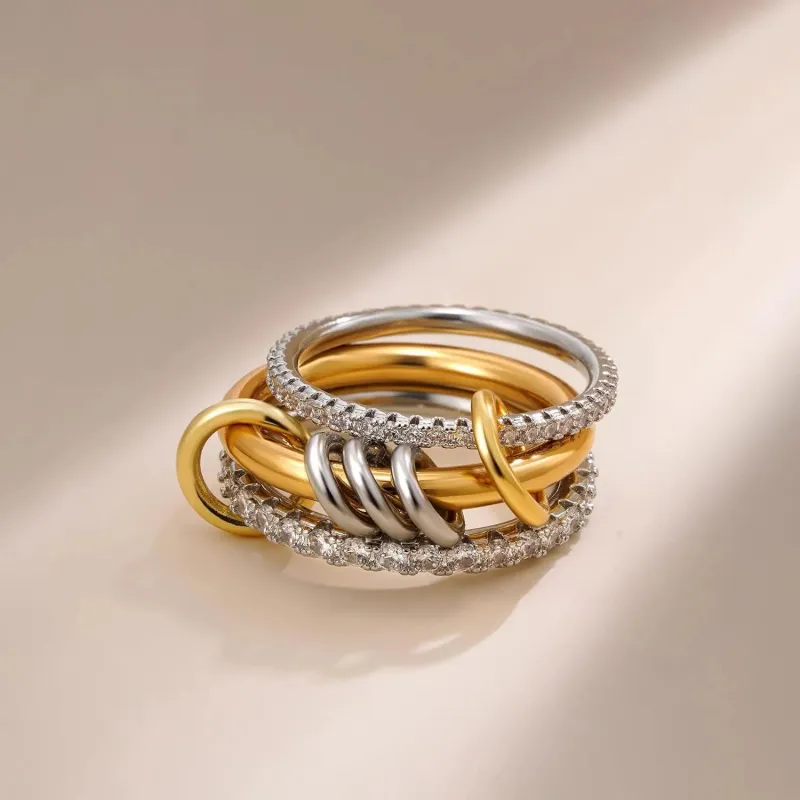 Gold Linked Stackable CZ Ring sold by Victoria Emerson