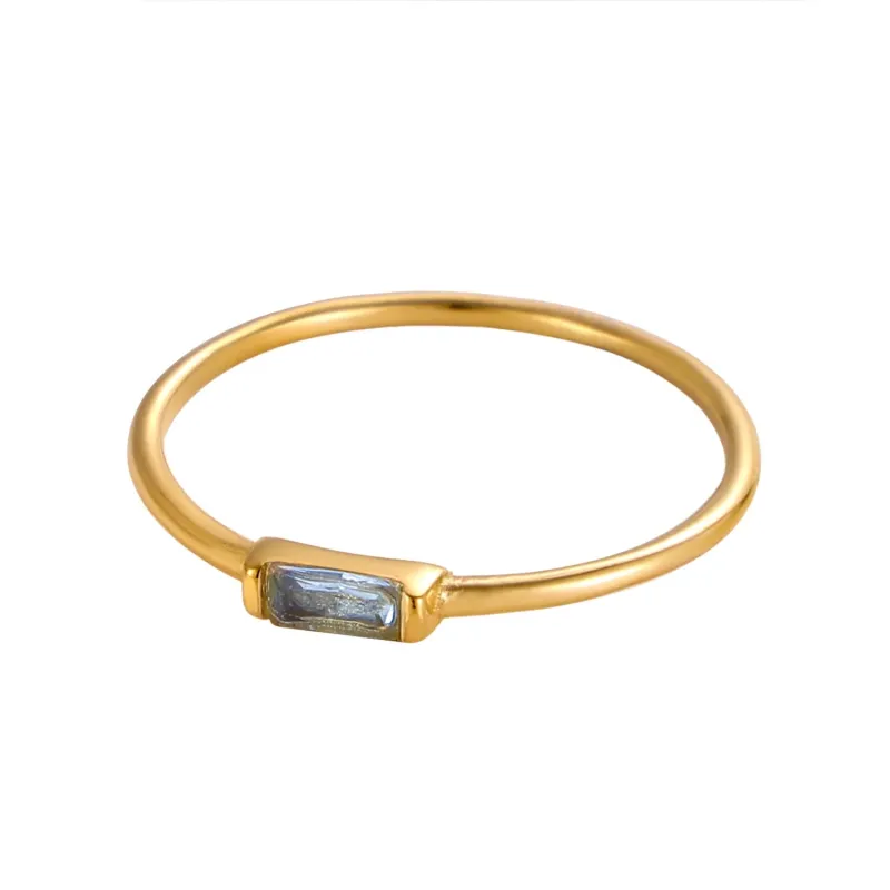 Birthstone Square Zircon Ring made by Victoria Emerson