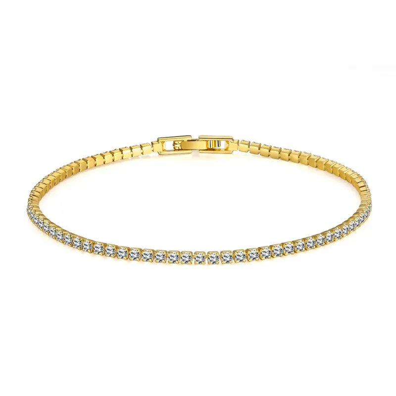 Sparkling Cubic Zirconia 14K Gold Tennis Bracelet sold by Victoria Emerson