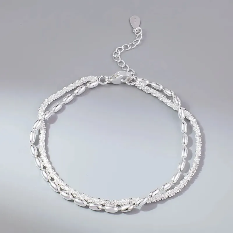 925 Silver Plated Dual Strand Bead Bracelet sold by Victoria Emerson