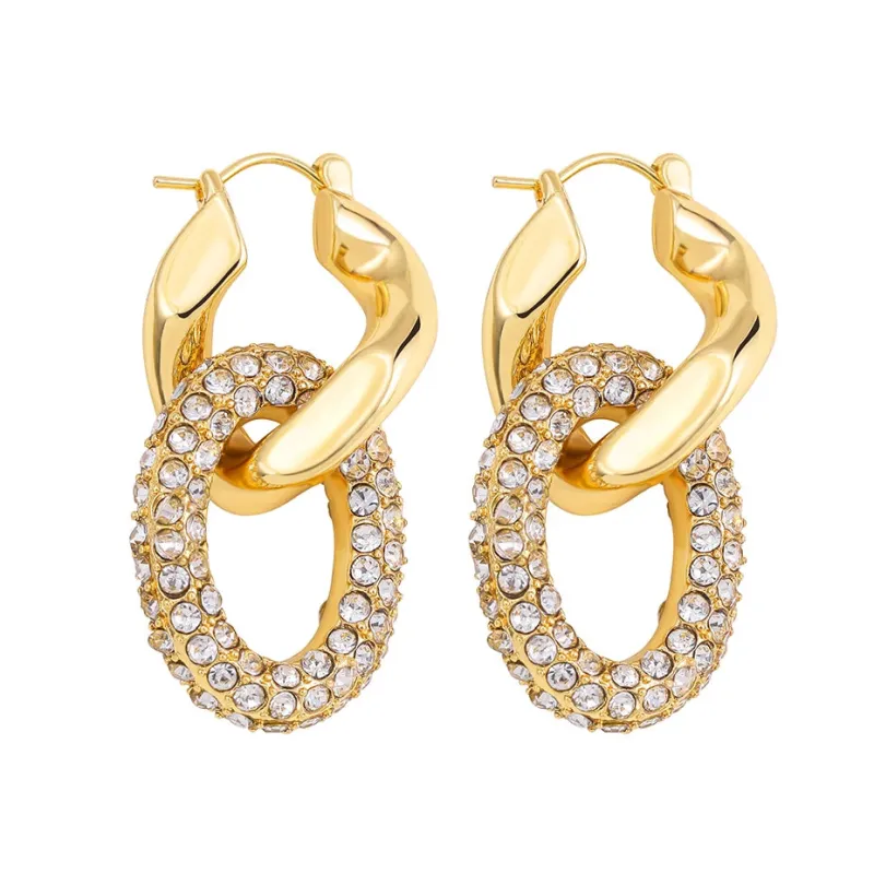 Glam Link Pavé Hoop Earrings sold by Victoria Emerson