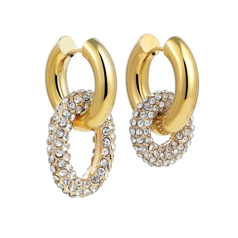 Double Luxe Pavé Link Hoops sold by Victoria Emerson