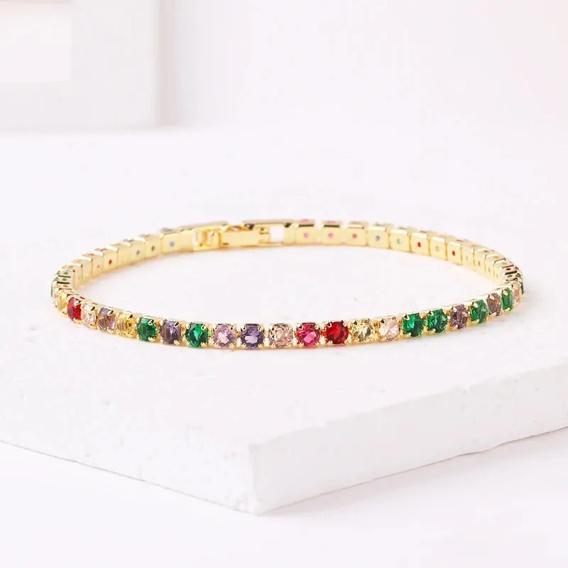 The Rainbow Lumi Tennis Bracelet Collection made by Victoria Emerson