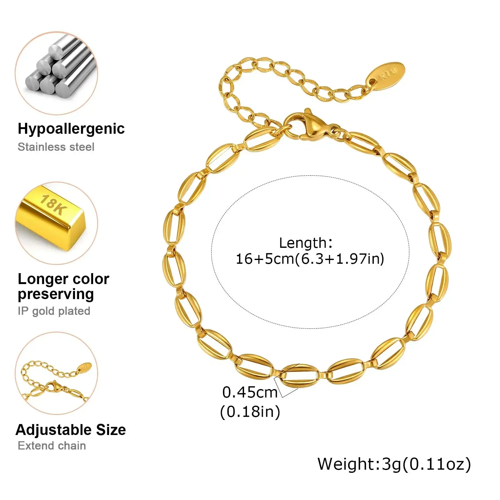 The Riviera Oval Link Bracelet sold by Victoria Emerson product image thumbnail 4