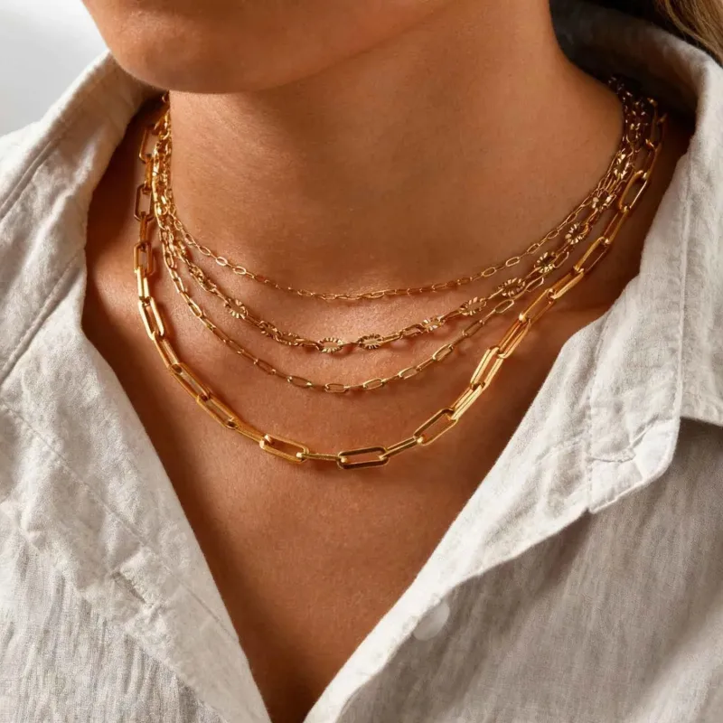 The Gold Coast Layered Chain Set made by Victoria Emerson
