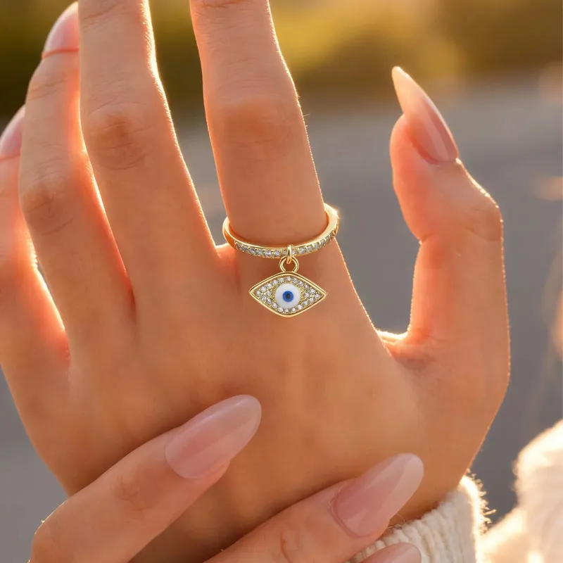 Celeste Evil Eye Open Ring sold by Victoria Emerson