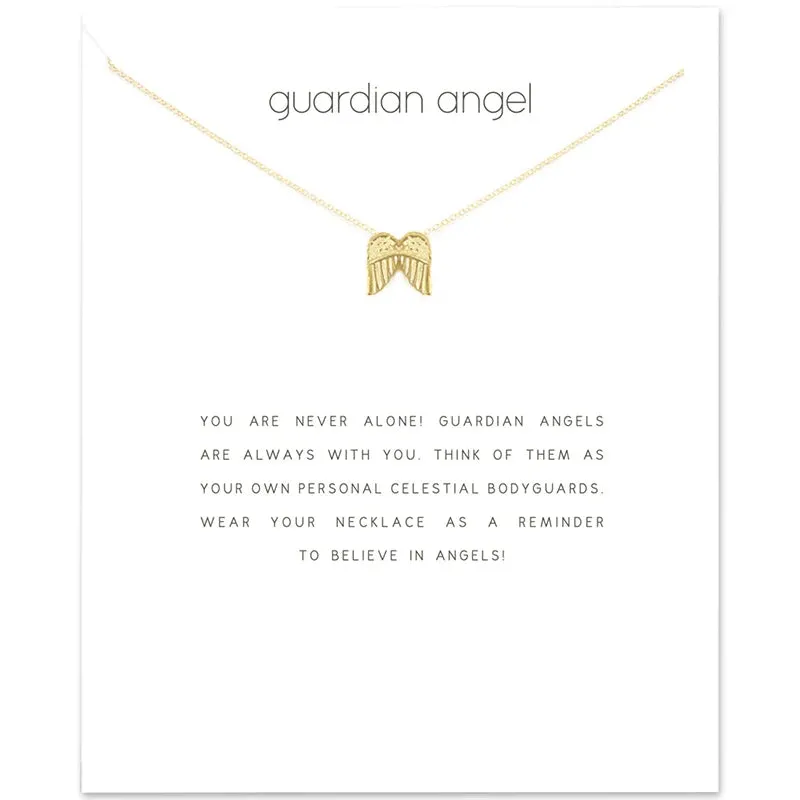 Alloy Guardian Angel Wings Pendant Necklaces for Women Birthday Gifts with White Message Card Reminder Jewelry Wholesale sold by Victoria Emerson