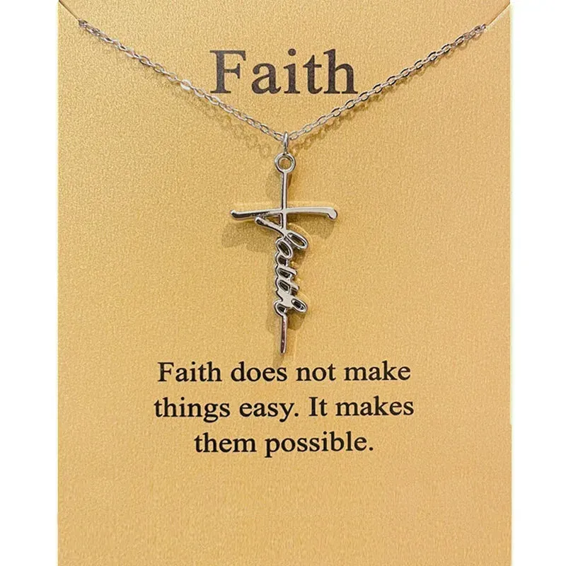 Silver Plated Alloy Faith Cross Pendant Necklaces sold by Victoria Emerson