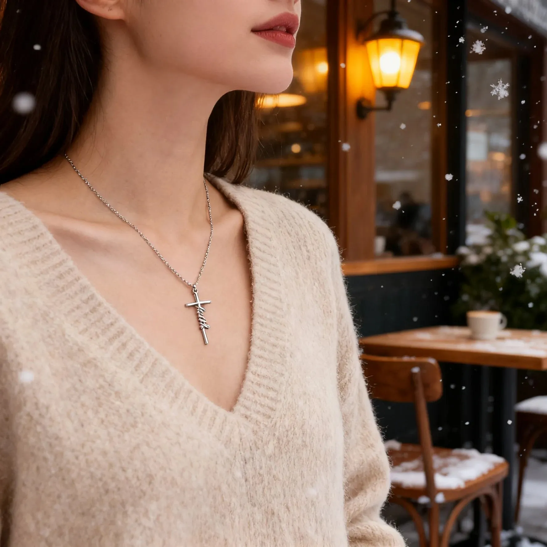 Silver Plated Alloy Faith Cross Pendant Necklaces sold by Victoria Emerson product image thumbnail 3