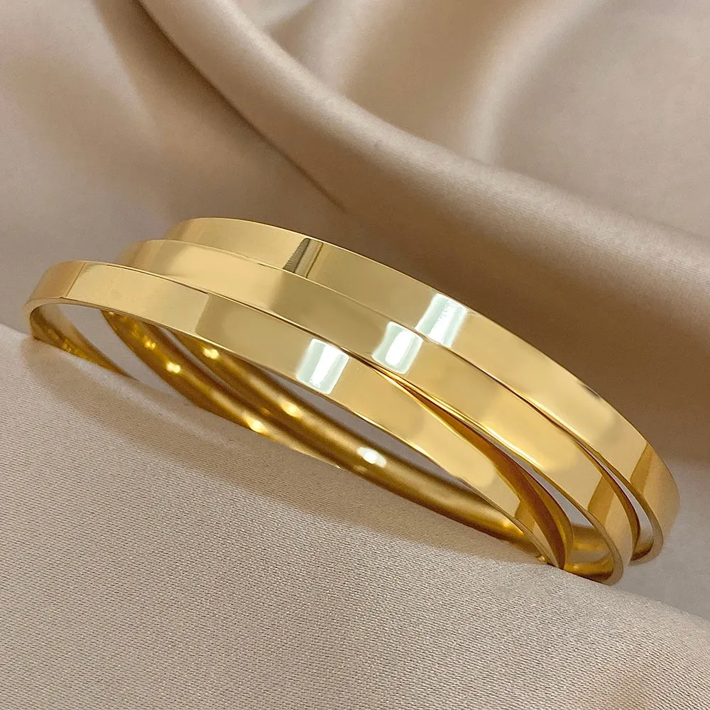 18K Gold-Plated Bangle Set (3-Piece) sold by Victoria Emerson product image thumbnail 3