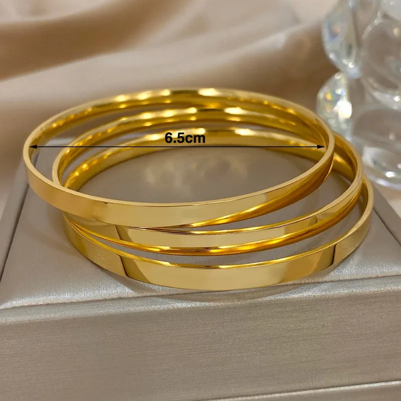 18K Gold-Plated Bangle Set (3-Piece) made by Victoria Emerson