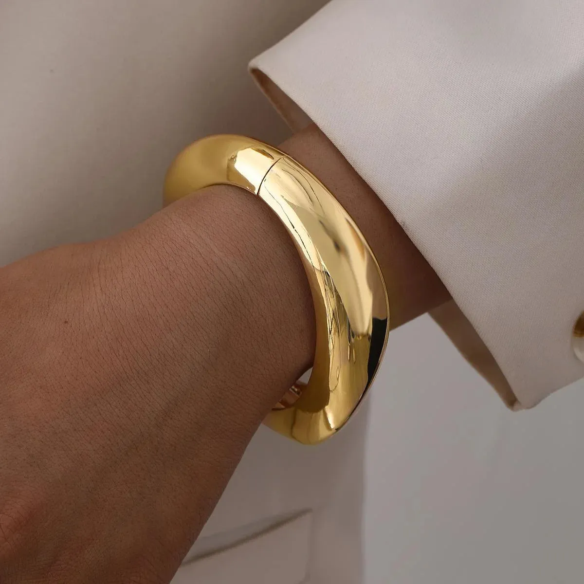 Gold Chunky Open Cuff Set sold by Victoria Emerson product image thumbnail 5