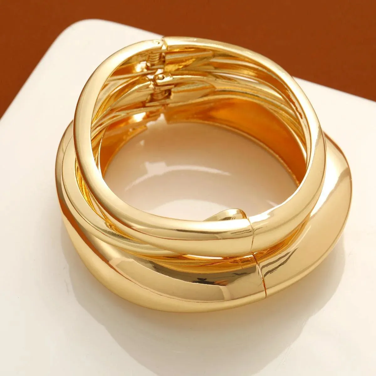Gold Chunky Open Cuff Set sold by Victoria Emerson product image thumbnail 2