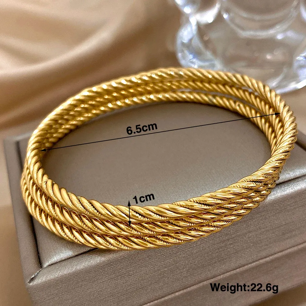 18K Gold-Plated Twisted Bangle Set (3-Piece) sold by Victoria Emerson product image thumbnail 5