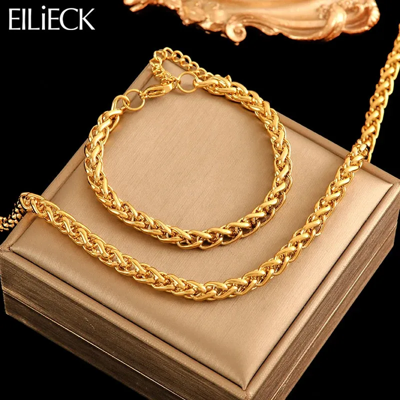 18K Gold-Plated Chain Necklace & Bracelet Set made by Victoria Emerson