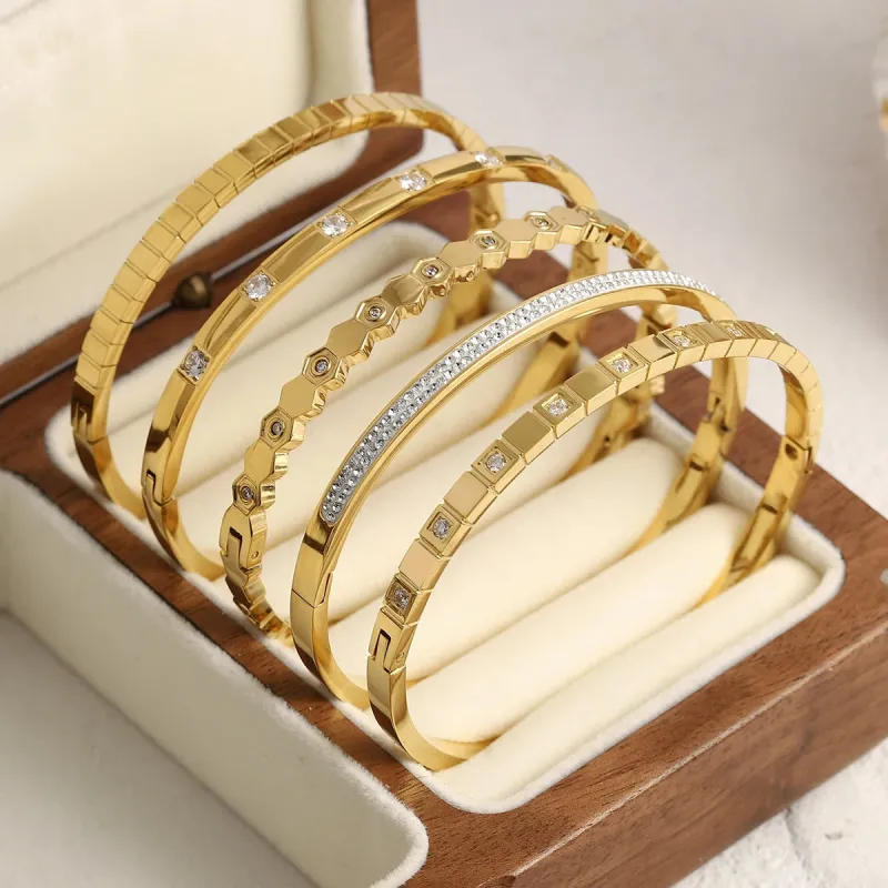 Gold-Plated Zirconia Bangle made by Victoria Emerson
