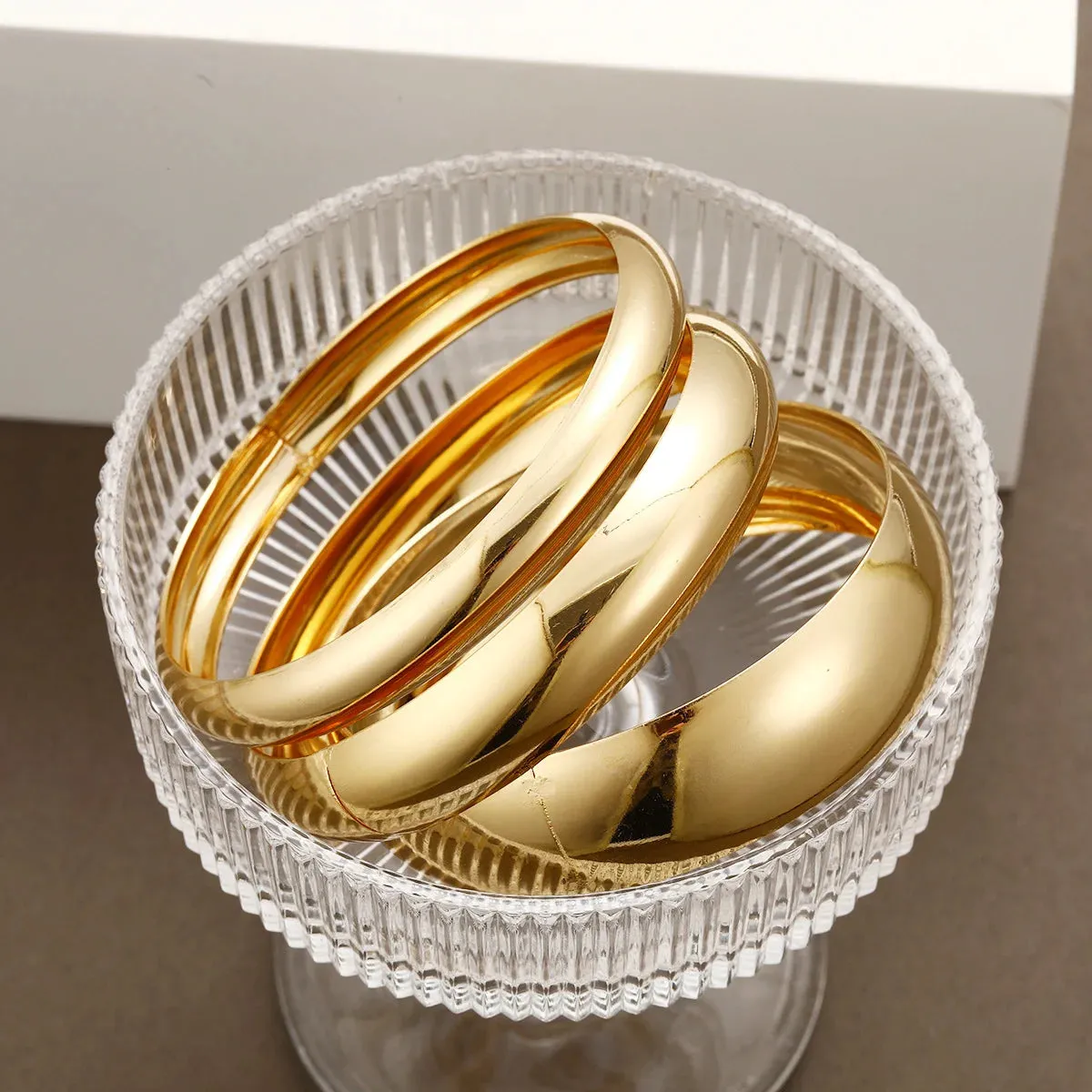 Gold Wide Bangle Set (3-Piece) sold by Victoria Emerson product image thumbnail 5
