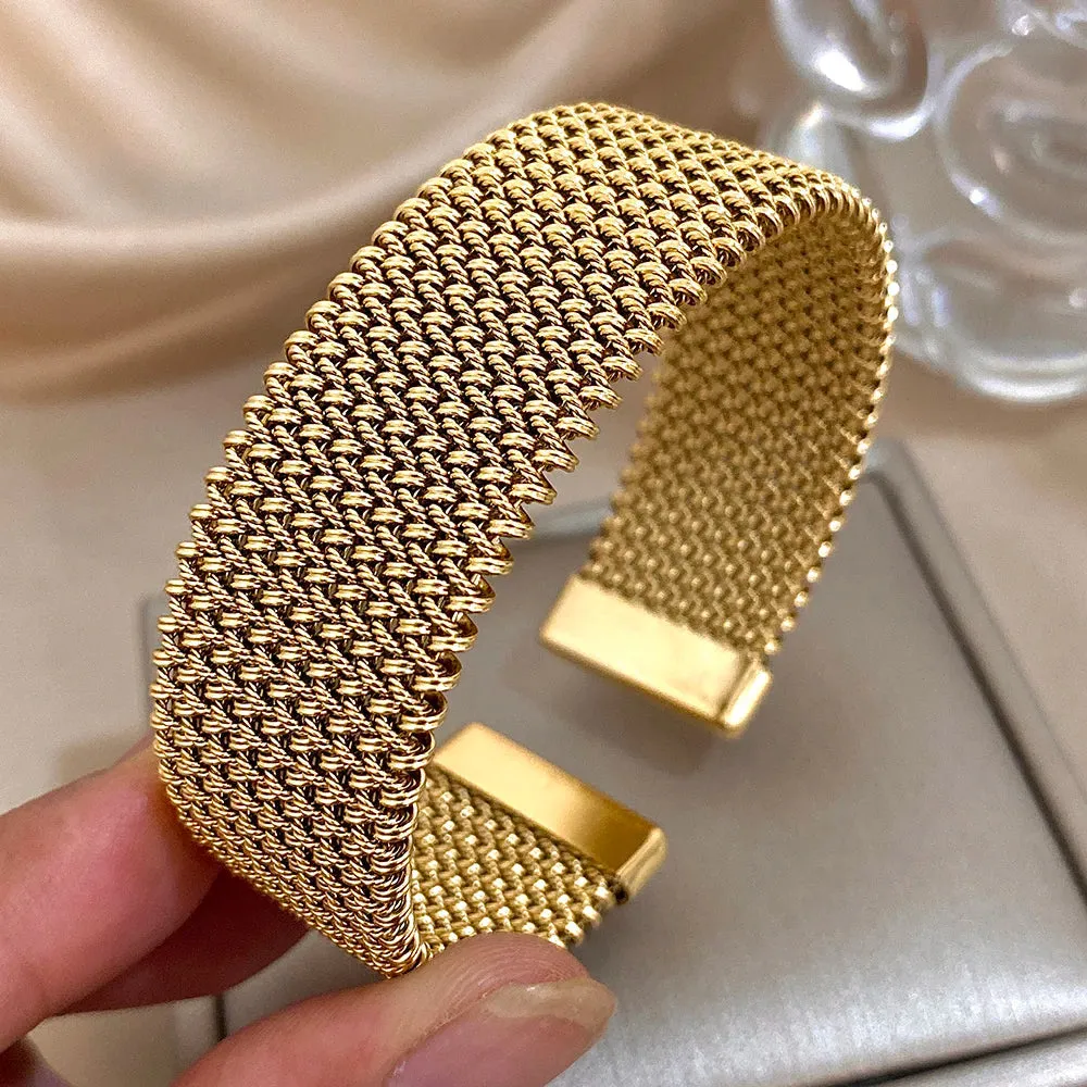 Woven Gold Cuff Bracelet sold by Victoria Emerson product image thumbnail 4