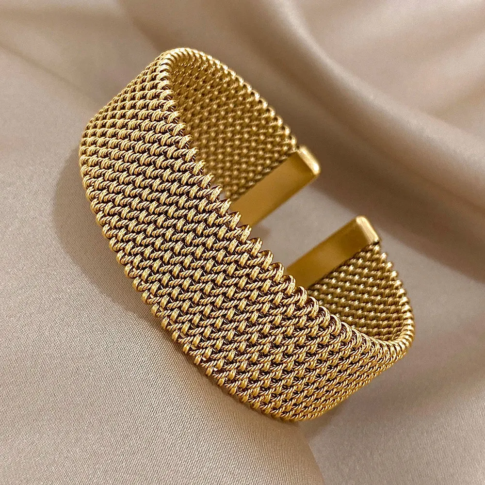 Woven Gold Cuff Bracelet sold by Victoria Emerson product image thumbnail 5