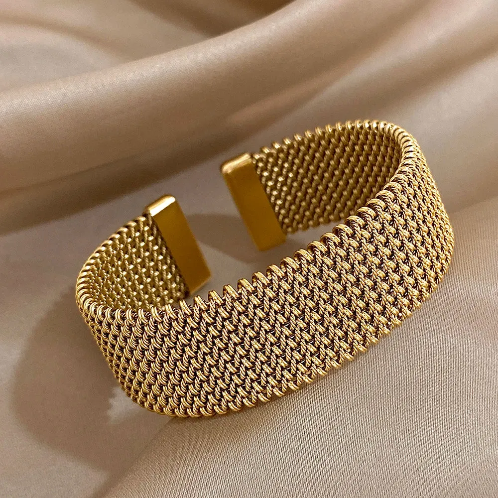 Woven Gold Cuff Bracelet sold by Victoria Emerson product image thumbnail 2