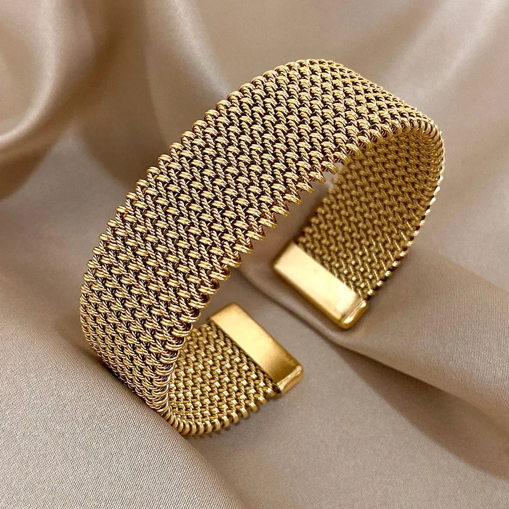 Woven Gold Cuff Bracelet sold by Victoria Emerson product image thumbnail 3