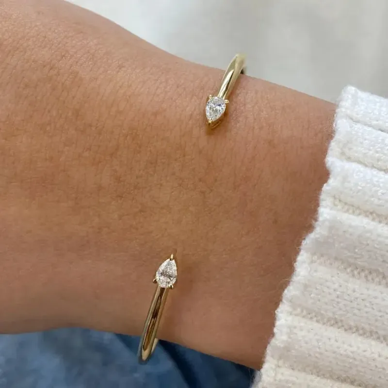 18K Gold-Plated Teardrop CZ Cuff made by Victoria Emerson