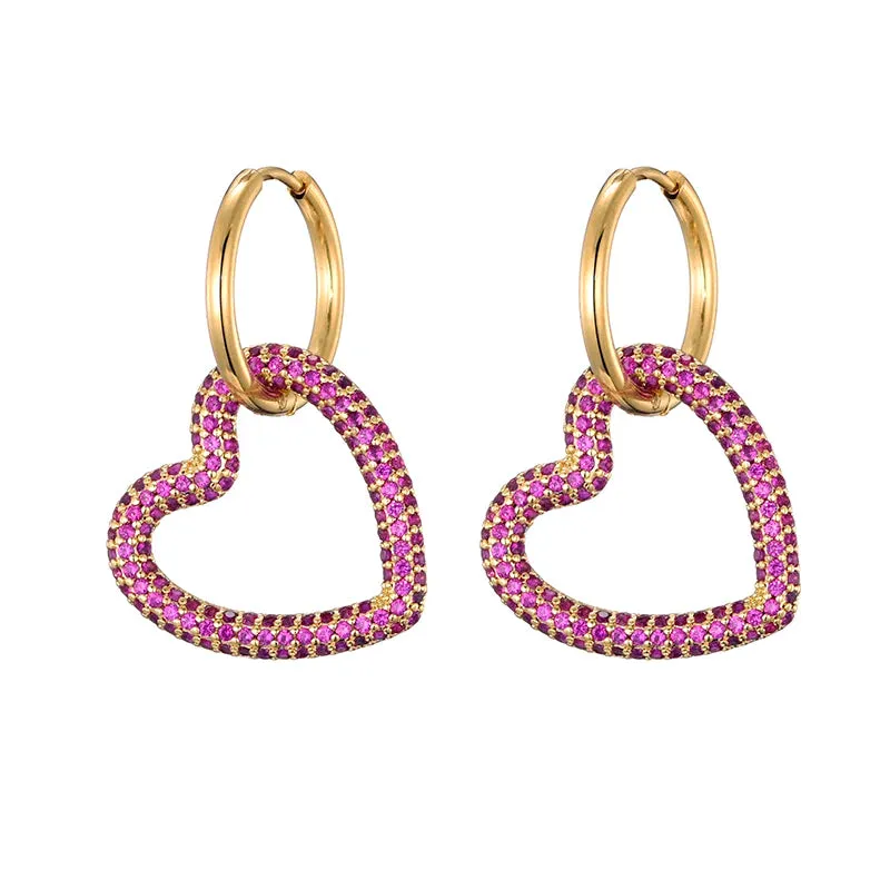 CZ Heart Hoop Earrings made by Victoria Emerson
