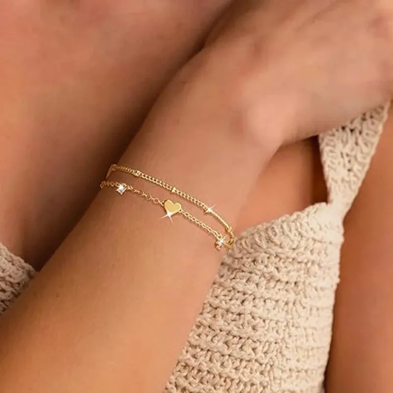 14K Gold-Plated Heart Chain Bracelet made by Victoria Emerson
