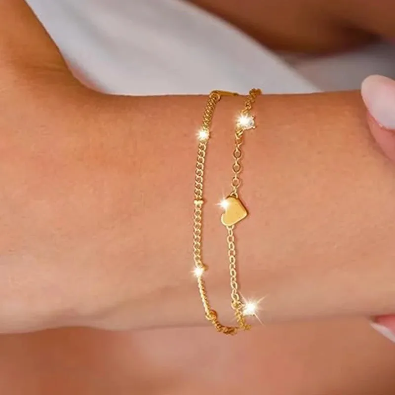 14K Gold-Plated Heart Chain Bracelet sold by Victoria Emerson product image thumbnail 2