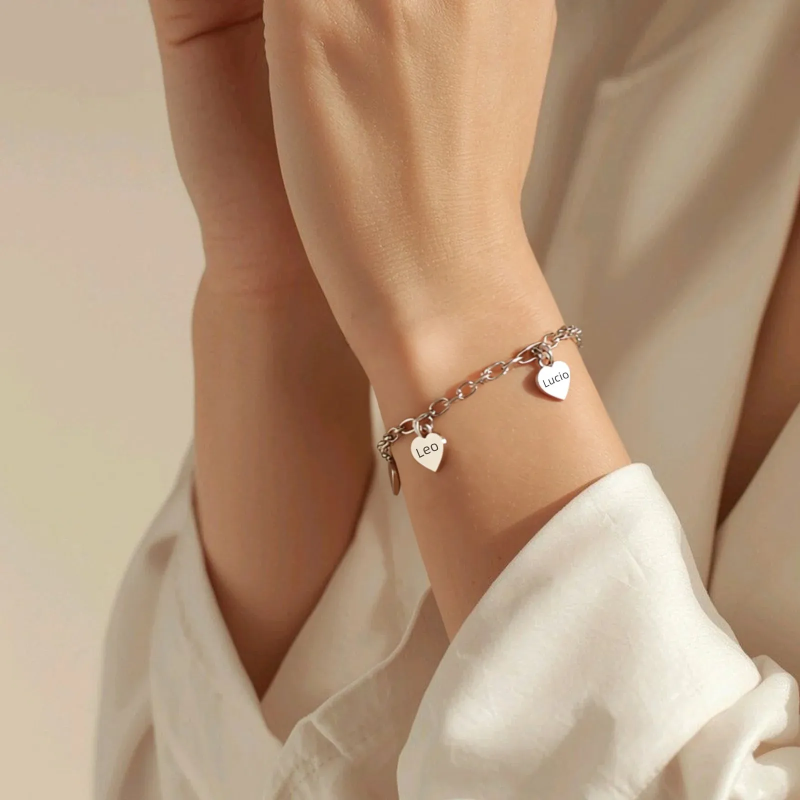 Personalized Engraved Heart Charm Bracelet sold by Victoria Emerson product image thumbnail 2