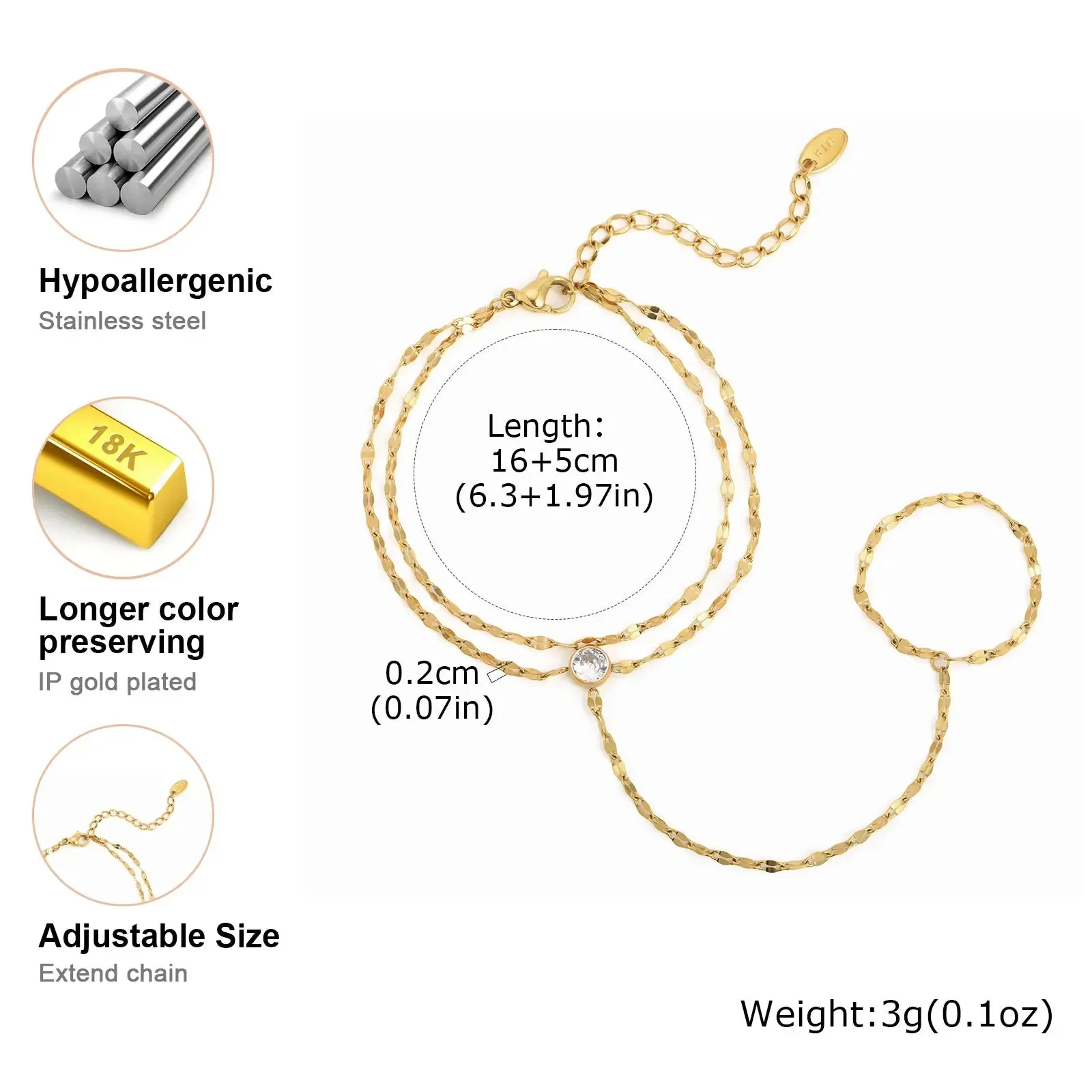 Double-Layer Finger Chain Bracelet sold by Victoria Emerson product image thumbnail 5