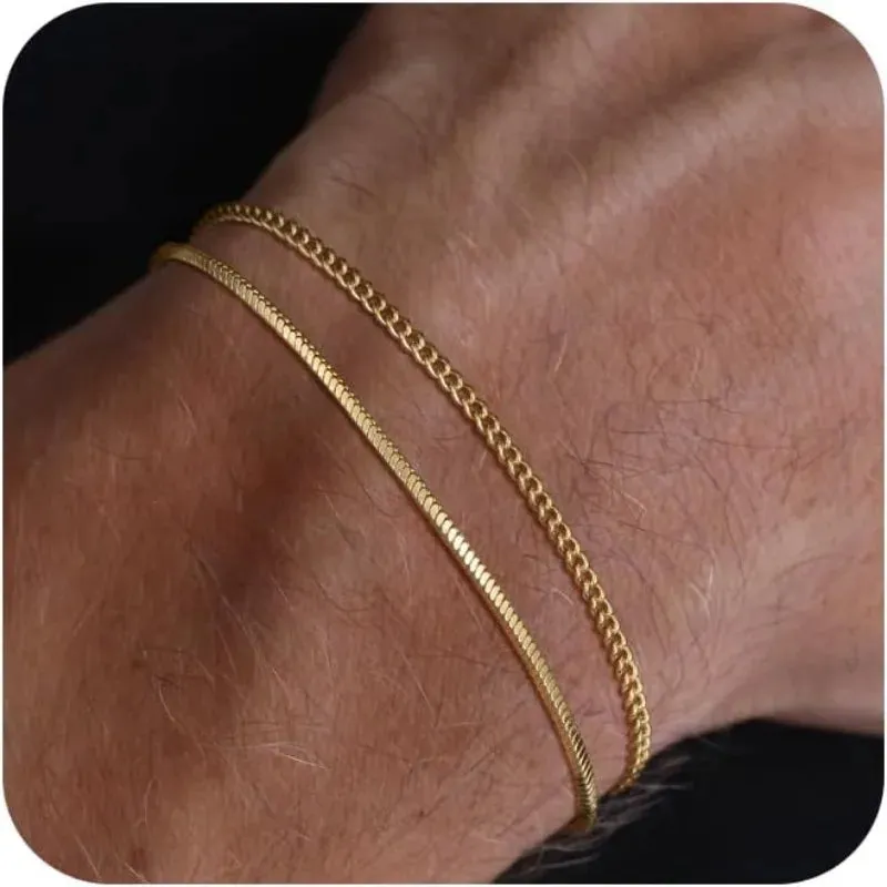 Men's Gold Chain Bracelet Set made by Victoria Emerson