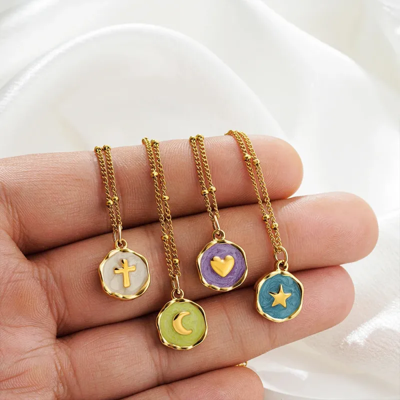 Opal Cross & Heart Pendant Necklace made by Victoria Emerson