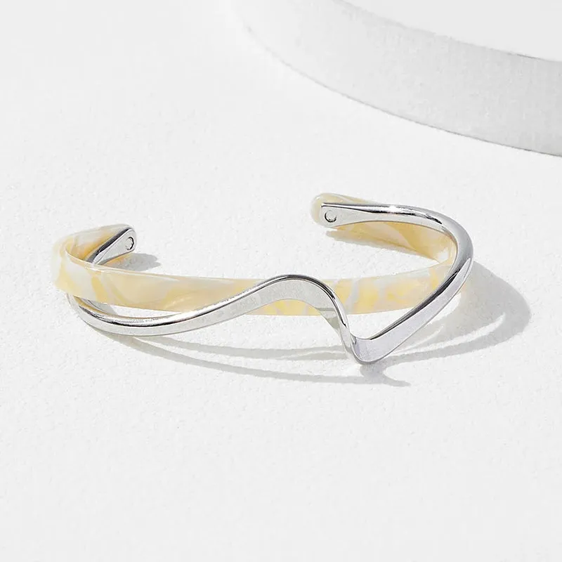 White Geometric Cuff Bracelet sold by Victoria Emerson product image thumbnail 3