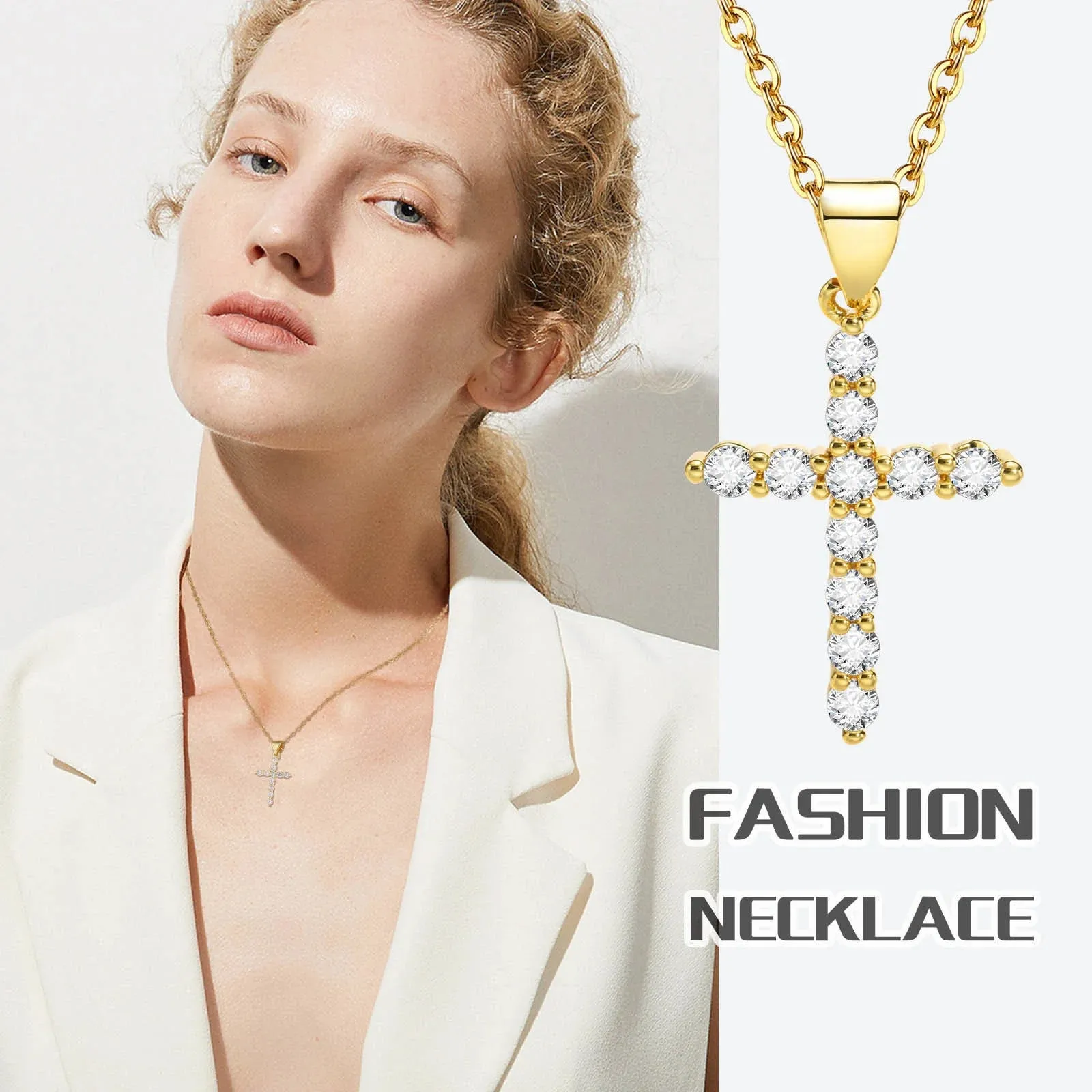 Cubic Zirconia Cross Pendant Necklace sold by Victoria Emerson product image thumbnail 2