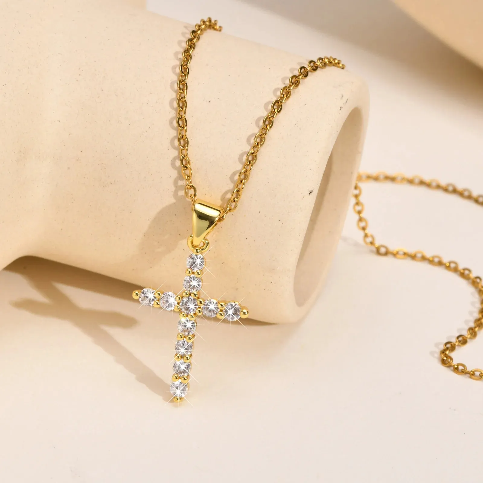 Cubic Zirconia Cross Pendant Necklace sold by Victoria Emerson product image thumbnail 4